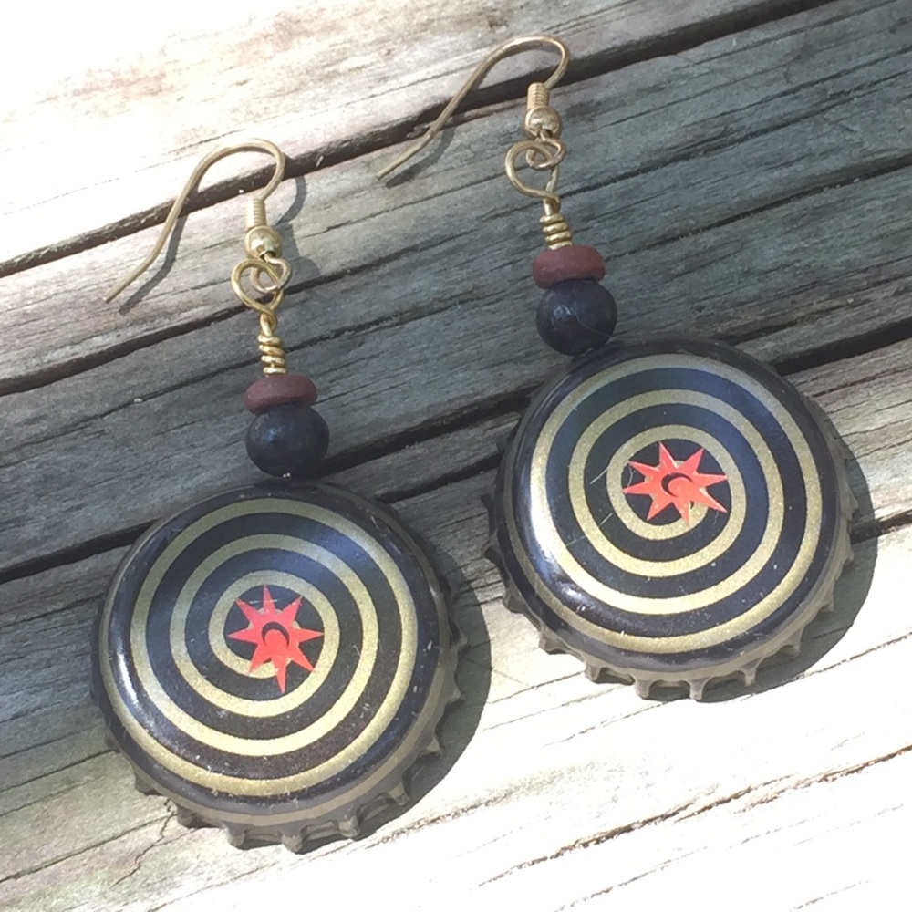 Bottle cap drop earrings